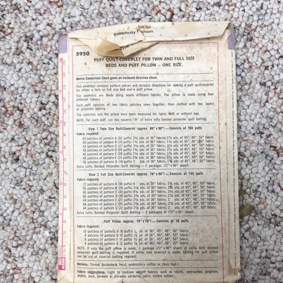 Vintage puff quilt pattern - Picture 2 of 2